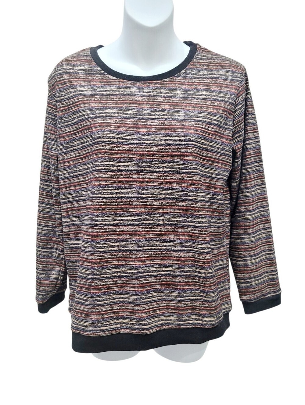 2/$20 Y2K Brown & Black Stripes Crewneck Sweatshirt Top Size: M